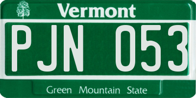 VT license plate PJN053
