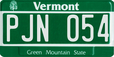 VT license plate PJN054