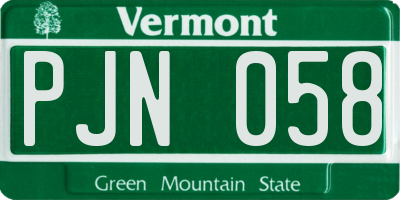 VT license plate PJN058