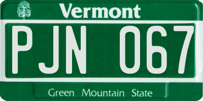 VT license plate PJN067