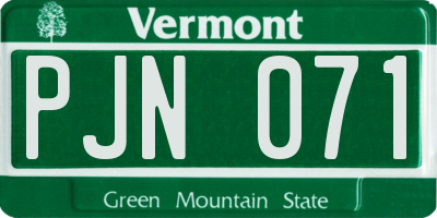 VT license plate PJN071