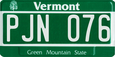 VT license plate PJN076