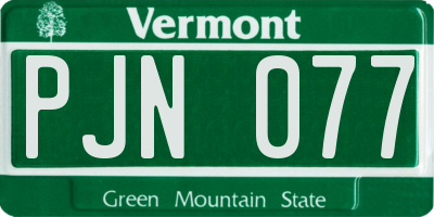 VT license plate PJN077