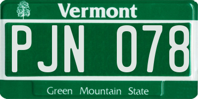 VT license plate PJN078