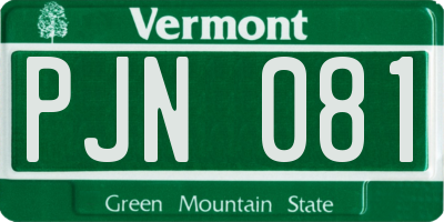 VT license plate PJN081