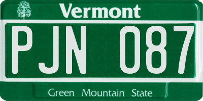 VT license plate PJN087
