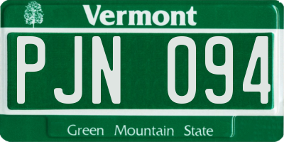 VT license plate PJN094