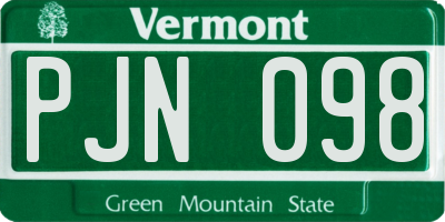 VT license plate PJN098