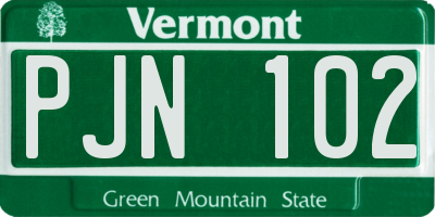 VT license plate PJN102