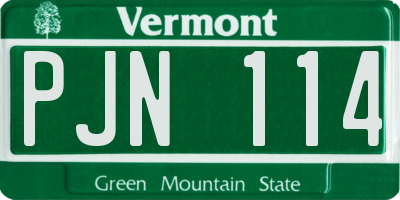 VT license plate PJN114