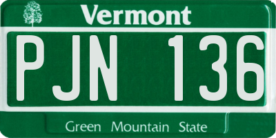 VT license plate PJN136