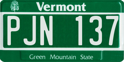 VT license plate PJN137