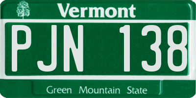 VT license plate PJN138