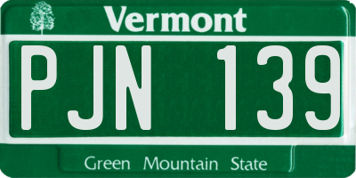VT license plate PJN139