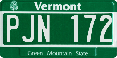 VT license plate PJN172
