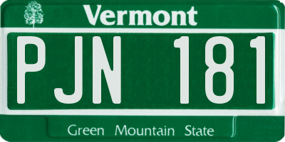 VT license plate PJN181