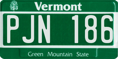 VT license plate PJN186