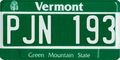 VT license plate PJN193