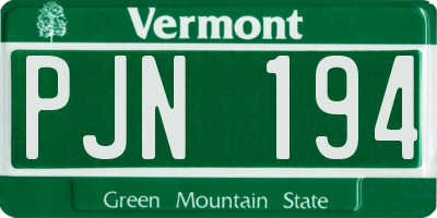 VT license plate PJN194