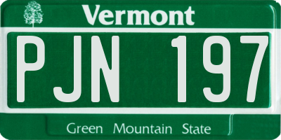 VT license plate PJN197