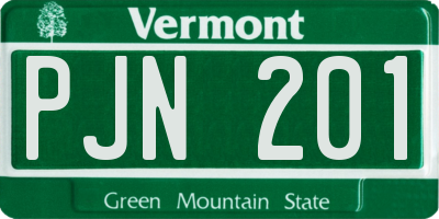 VT license plate PJN201