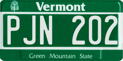 VT license plate PJN202