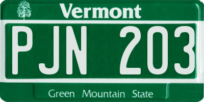 VT license plate PJN203