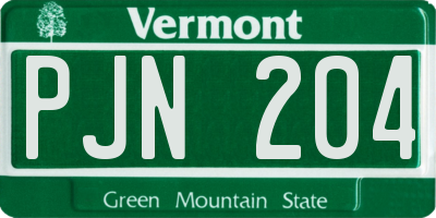 VT license plate PJN204