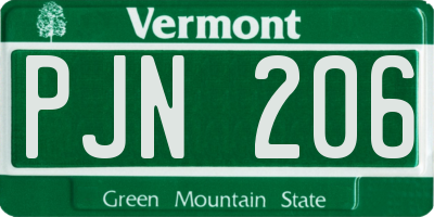 VT license plate PJN206