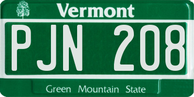VT license plate PJN208