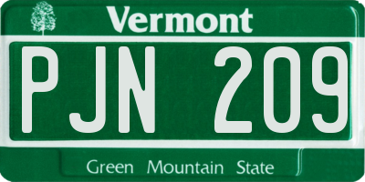 VT license plate PJN209