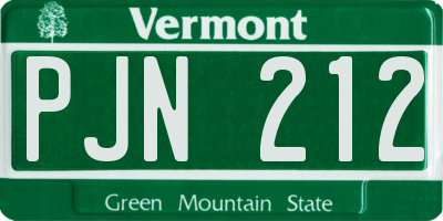 VT license plate PJN212