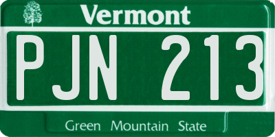 VT license plate PJN213