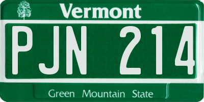 VT license plate PJN214