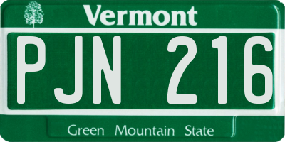 VT license plate PJN216
