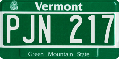 VT license plate PJN217