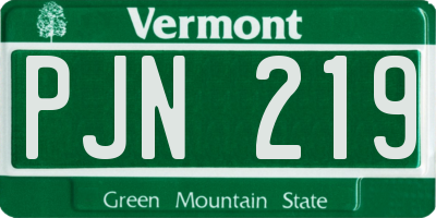 VT license plate PJN219