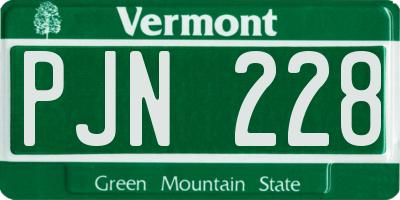 VT license plate PJN228