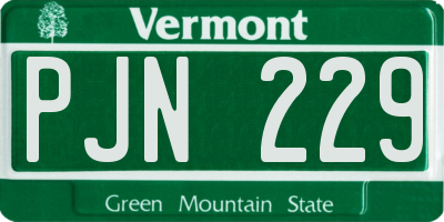VT license plate PJN229