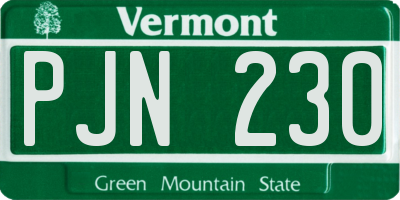 VT license plate PJN230