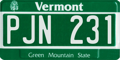VT license plate PJN231