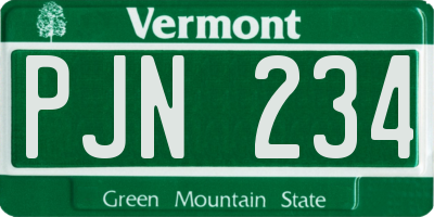 VT license plate PJN234