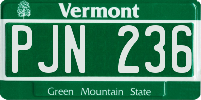 VT license plate PJN236