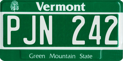 VT license plate PJN242