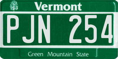 VT license plate PJN254