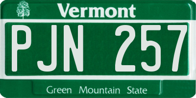 VT license plate PJN257