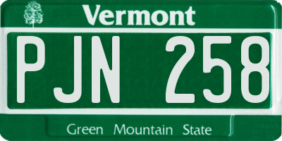 VT license plate PJN258