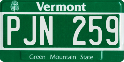 VT license plate PJN259