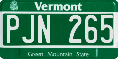 VT license plate PJN265