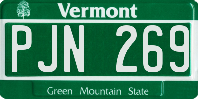 VT license plate PJN269
